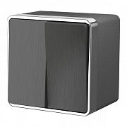 Выключатель двухклавишный влаг. Gallant (графит рифленый) IP44 W5020204