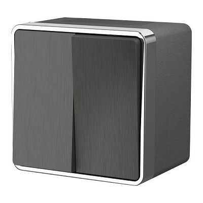 Выключатель двухклавишный влаг. Gallant (графит рифленый) IP44 W5020204