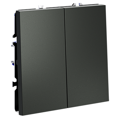Проходной переключатель двухклавишный VOLTUM S70 10А, (титан)