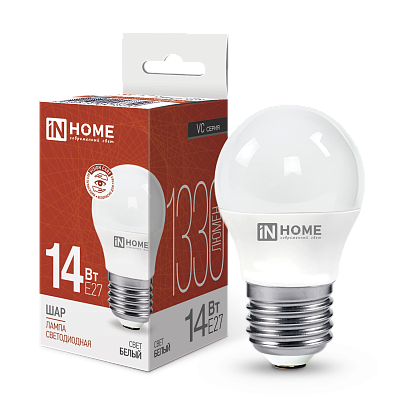 LED-ШАР 14W E27 4000К IN HOME