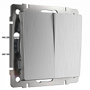Werkel W1120009 Выключатель двухклавишный (серебряный рифленый)