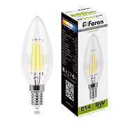 Свеча LED 9W E14 4000K LB-73 Feron прозрачная филамент
