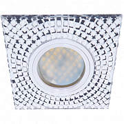 Ecola MR16 DL1658 GU5.3 Glass Квадрат с  прозр. мозаикой/фон зерк./центр.часть хр, FC16SGECB (10/50)