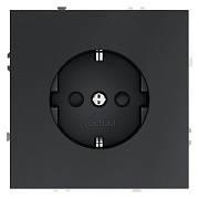 Розетка с заземлением и защитными шторками VOLTUM S70 16А, (графит)