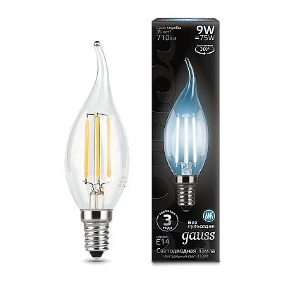 Свеча на ветру LED 9W Е14 4100К Filament