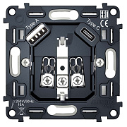 Механизм электрической розетки 2USB A+C 20W (быстрая зарядка) с/з на винтовых зажимах 16A-250V QUANT