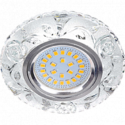 Ecola MR16 LD7071 GU5.3 искристый с подсветкой "Розы" Прозрачный/Хром, FT16CREFB (10/50)