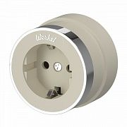 Розетка с заземлением (слоновая кость матовый/хром) Vintage W5871055