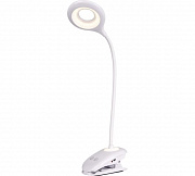 Настольный LED светильник на прищепе с аккум. и ночником, USB-провод TL-224W белый