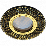 A Ecola MR16 DL1662 GU5.3 Glass Круг с  прозр. стразами/фон черн./центр.часть золот, FP16RGECB РАСПР
