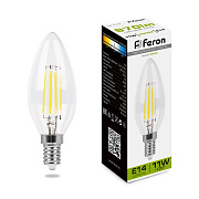 Свеча LED 11W E14 4000K LB-713 Feron прозрачная филамент