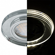Ecola MR16 LD1650 GU5.3 Glass Стекло с подсветкой Хром/Хром Светильник круглый