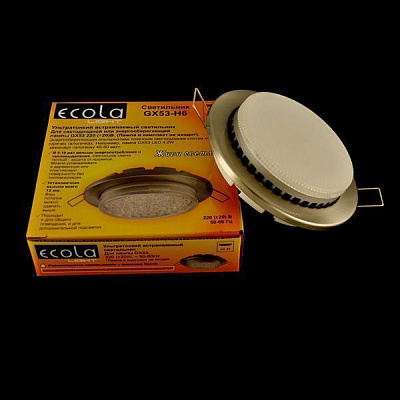 Ecola Light GX53-H6 сатин-хром Светильник встраиваемый
