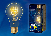 Uniel Лампа накаливания Vintage E27 60Вт A60 Форма нити SW золотистая