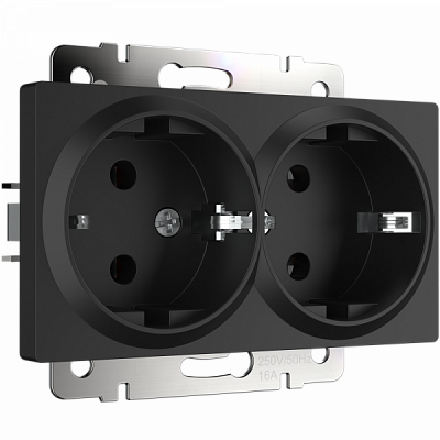 Werkel W1172008 Розетка двойная с заземлением (черный матовый)