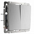 Werkel W1120009 Выключатель двухклавишный (серебряный рифленый)