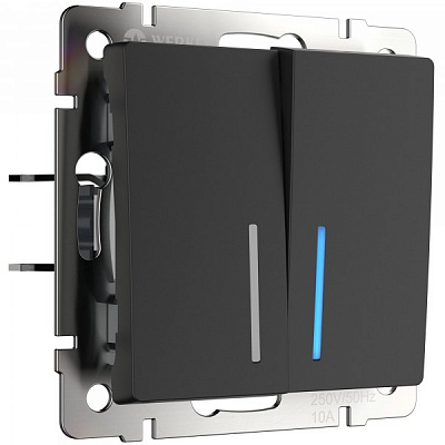 Werkel W1120108 Выключатель двухклавишный с подсветкой (черный матовый)