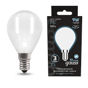 Gauss LED Globe 9W Е14 4100К milky Лампа светодиодная