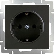 Werkel W1171108 Розетка с заземлением и шторками (черный матовый)