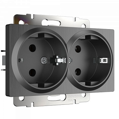 Werkel W1172004 Розетка двойная с заземлением (графит рифленый)