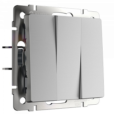 Werkel W1130006 Выключатель трехклавишный (серебряный)