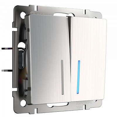 Werkel W1120102 Выключатель двухклавишный с подсветкой (глянцевый никель)