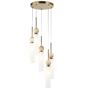 Ambrella LH53259/5 BS/FR латунь/белый матовый E14*5 max 40W Светильник подвесной