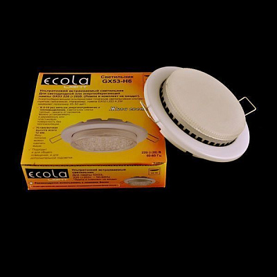 Ecola Light GX53-H6 белый Светильник встраиваемый