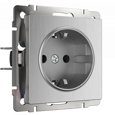 Werkel W1171009 Розетка с заземлением (серебряный рифленый)