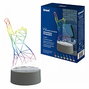 Uniel Светильник 3D Кошка RGB USB кабель  (3ААА не в комп.)