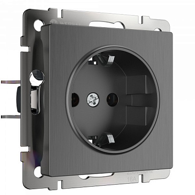 Werkel W1171004 Розетка с заземлением (графит рифленый)